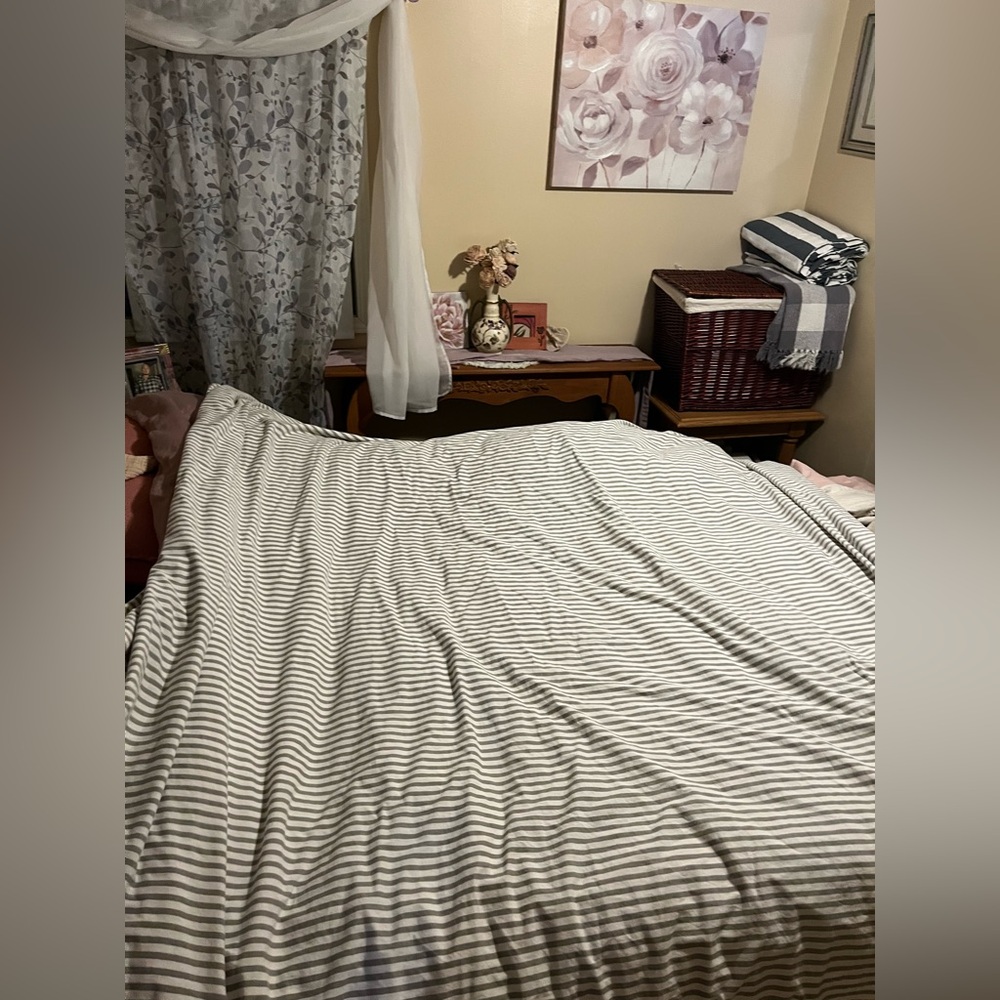 Jellymoni~Striped Gray Cotton Duvet ~ King ~ 100% Cotton - Picture 6 of 9